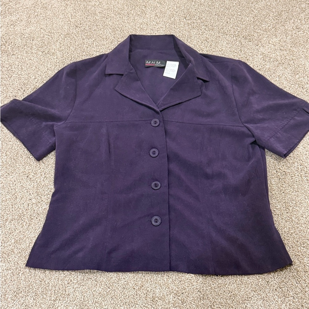 Vintage 90s Melissa Harper Purple Button-Up